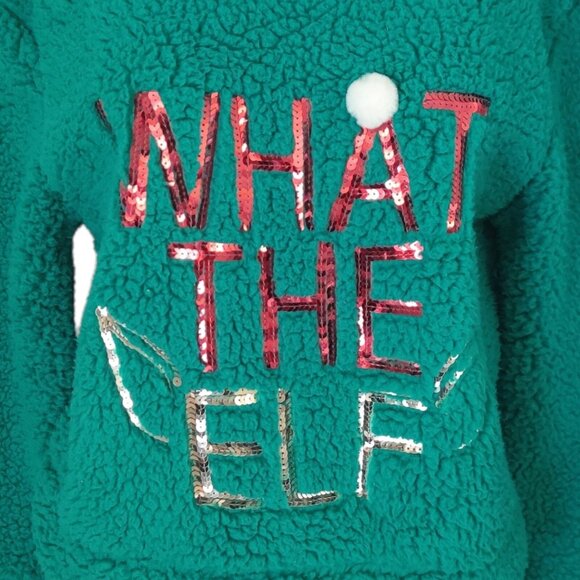 Wallflower Christmas Holiday Sweater Juniors Size Large Green Sherpa Winter - Picture 6 of 12
